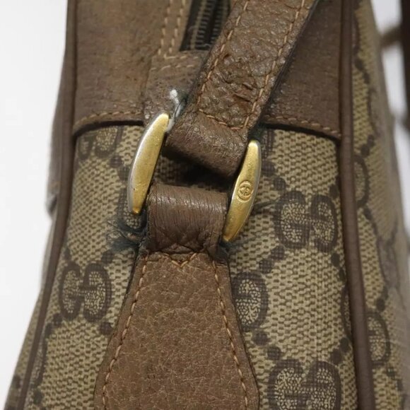 GUCCI GG Supreme Web Sherry Line Shoulder Bag PVC Leather Beige Red Auth - Picture 8 of 16